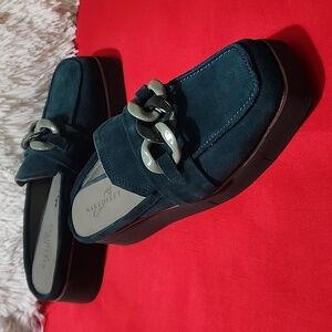 Naked feet ELECT in EMERALD Platform Mules